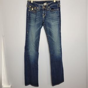 29 True Religion Gold Thread Gem Button Jeans *Flawed*